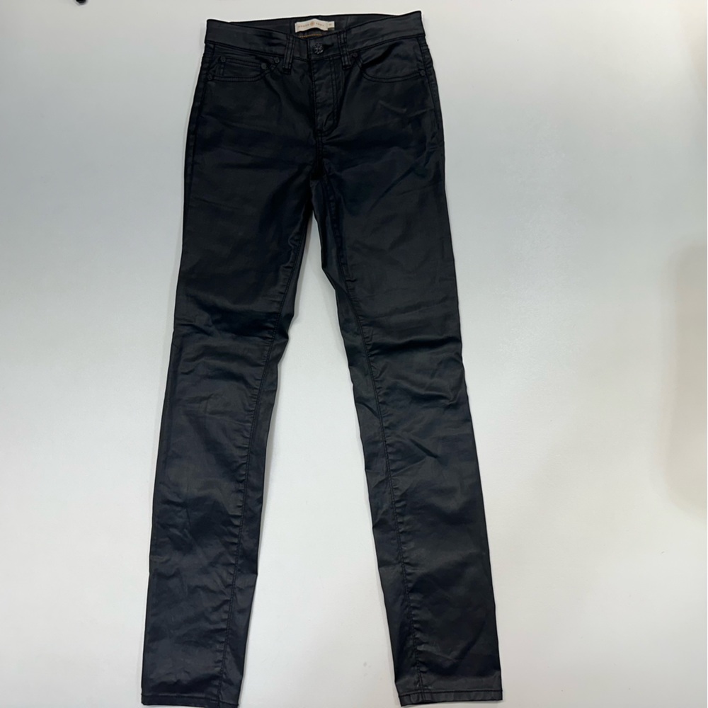 Tory Burch Faux Leather Black High Rise Skinny Leg Pants Women’s Size 25